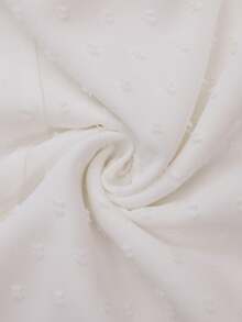 Louniche 女士休闲度假提花面料圆领系带口袋连衣裙，春夏穿着舒适 - 白色 - 查看 3