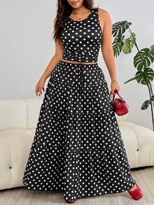 Solflare Yellow Sleeveless Maxi Dress Plus Size 2 Pieces Set - Multicolor - View 3