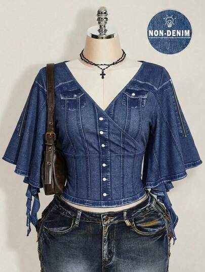 SHEIN ICON Plus Size Women V-Neck Casual Versatile Daily Wear T-Shirt
