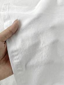 SHEIN Attitoon 95%纯棉白色衬衫，适合夏季穿着 - 白色 - 查看 4