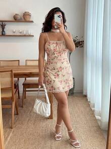 Enliva Váy ngắn chữ A dây mảnh họa tiết hoa lãng mạn cỡ lớn dành cho nữ, thích hợp cho tiệc tùng, hẹn hò, ngày lễ tình nhân, lễ Phục sinh, lễ hội hóa trang, du ngoạn trên bãi biển, trà chiều, váy thời trang xuân/hè, váy corset - Nhiều màu - Xem 3