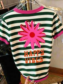 Resyla Women's Summer Top, Red And Green Striped Color-Block Splicing, All-Over Print Design, Comfortable, Lightweight And Breathable Fabric, Suitable For Spring And Su - Multicolor - View 3