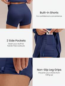 GLOWMODE FeatherFit™-Air Game Set A-Line Built-In Peekaboo Short Knotted Pocket Halter Dress Low Impact Daily Summer Quick Dry Moisture Wicking - Dark Blue - View 5