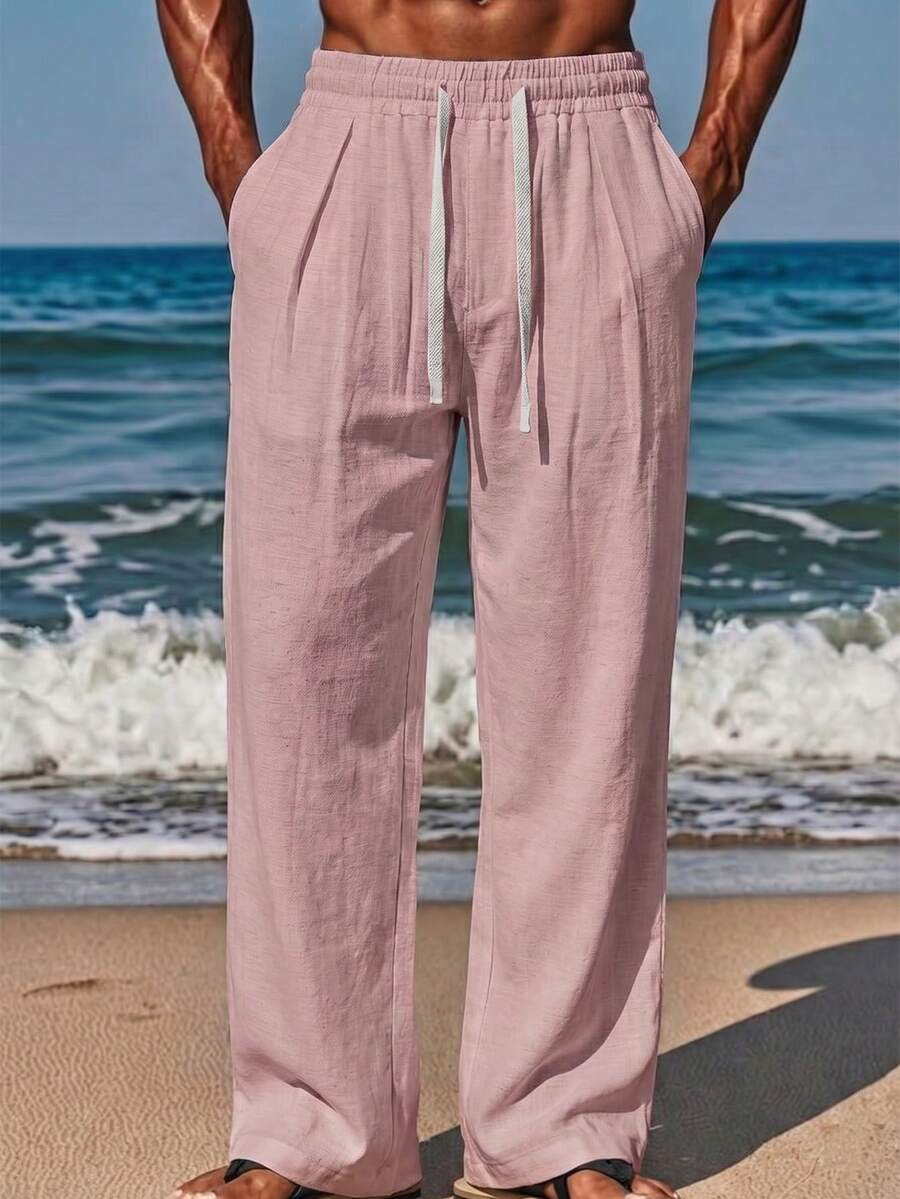 Manfinity RSRT Men's Drawstring Waist Pockets Straight Leg Casual Pants, Holiday - Party Punch - View 1