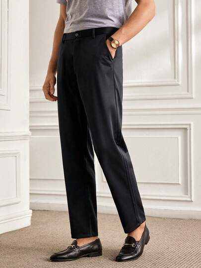 Officeau Men's Business Casual Straight Leg Pants, Suitable For Business Activities, Daily Office Wear, Outdoor Golf, Formal Trousers