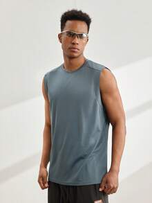 Driftmere Men Solid Tank Top Gym - Blue - View 1