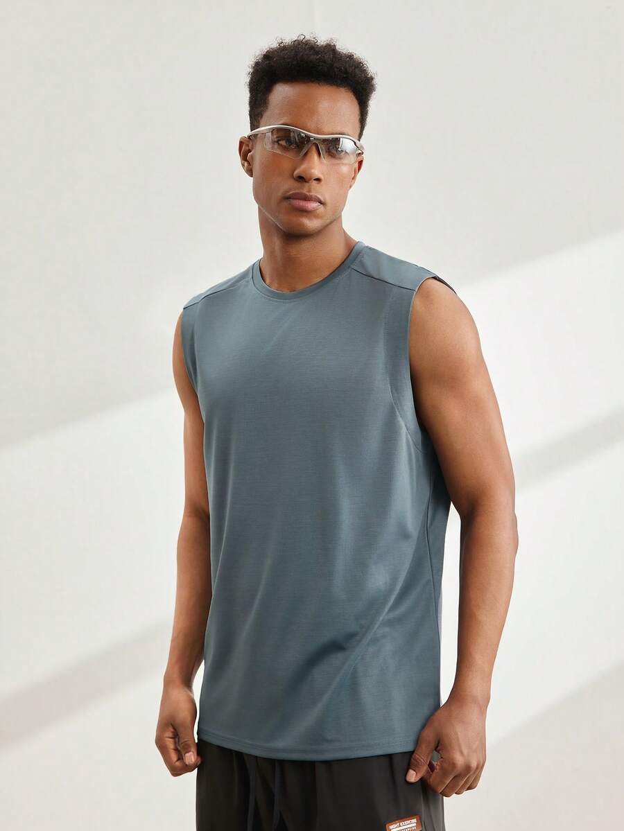 Driftmere Men Solid Tank Top Gym - Blue - View 1