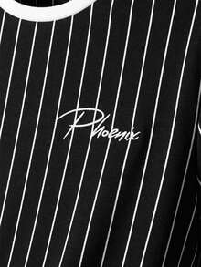 Manfinity RebelGame Men's Striped Short Sleeve Knit Crew Neck Casual T-Shirt - Black and White - View 4