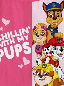 SHEIN | PAW Patrol 可爱时尚圆领短袖T恤，适合年轻女孩 - 白色 - 查看 3