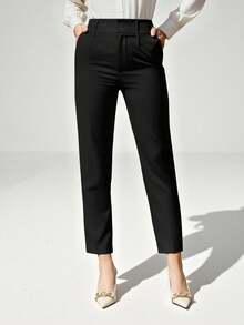 Aveloria Modichic Pantalones de traje ajustados de nueve puntos para mujer - Negro - Ver 3