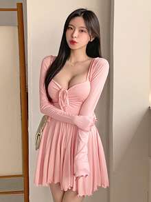 DAZY Women's Plain And Simple Daily Wear Two-Piece Set Lounge Sets For Women - Pink - View 9