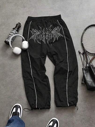 Acti Log Men's Gothic Print Drawstring Waist Sports Pants