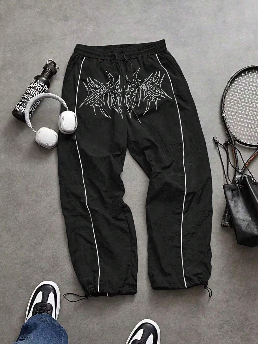 Acti Log Men's Gothic Print Drawstring Waist Sports Pants - Multicolor - View 1