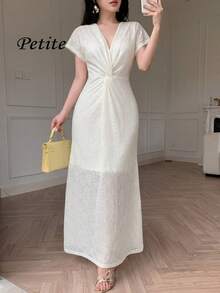 Celisse Petite 女士提花蕾丝扭结鱼尾连衣裙，优雅 - 杏色 - 查看 1