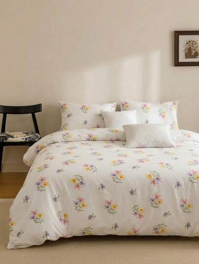 Cirelle 波西米亚条纹被套套装，米色/奶油色，特大号（2/3 件套） - 亚麻般柔软质感 | 1 个被套 + 1/2 个枕套（不含被芯），灰色条纹图案，透气农舍风格床上用品，100% 水洗棉条纹床上用品，特大号