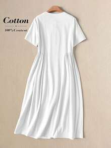 SHEIN RusticEase Đầm in hoa màu vàng, kiểu dáng thanh lịch, thoải mái cho mùa hè dành cho nữ. - trắng - Xem 3