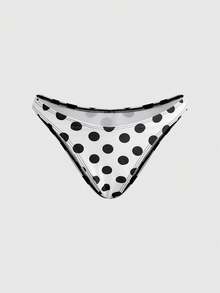 ROMWE Avant Maiô Bikini Feminino, Estilo Boêmio Fofo Preto e Branco com Estampa de Bolinhas, com Sutiã Embutido, Adequado para Férias, Praia, Piscina e Roupas Esportivas, Primavera/Verão 2026 - Preto - Visão 6
