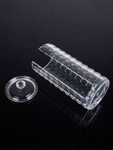 1pc Cotton Pad & Swab Holder, Clear Cosmetic Organizer For Bathroom, Makeup Storage Box With Lid, Face Cotton Q-Tip Dispenser - Multicolor - View 4