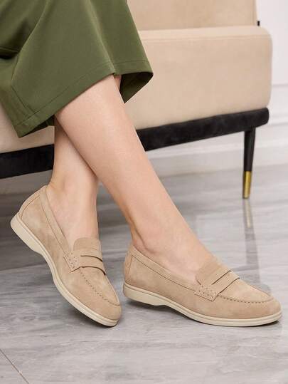 Sleekvia Women's Stylish, Vintage, Retro-Style, Minimalist, Elegant, Round-Toed, Versatile, Comfortable, Flat, Loafer Shoes.