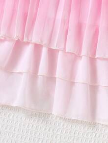 SHEIN Elladie kids Đầm không tay xếp ly màu hồng ombre cho bé gái, có nơ trang trí, thích hợp cho kỳ nghỉ, dạo phố, mặc hàng ngày và tạo nên vẻ ngoài thời trang, thanh lịch. - Hồng - Xem 6