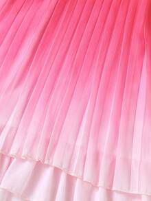 SHEIN Elladie kids Đầm không tay xếp ly màu hồng ombre cho bé gái, có nơ trang trí, thích hợp cho kỳ nghỉ, dạo phố, mặc hàng ngày và tạo nên vẻ ngoài thời trang, thanh lịch. - Hồng - Xem 10