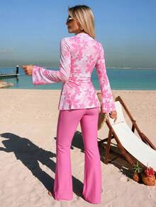 Swim Mulvari Bộ Burkini dài tay ống rộng màu hồng và tím ombre dành cho nữ, thích hợp cho kỳ nghỉ hè ở bãi biển, mã 26SS. - Nhiều màu - Xem 4