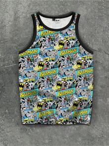 BATMAN X SHEIN Manfinity EMRG Men's Summer American Street Style All-Over Print Sleeveless Tank Top - Multicolor - View 1