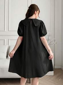 SHEIN Vestido con diseño de volantes y moño para niña adolescente - Negro - Ver 2