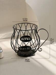 Wood And Iron Interwoven Wire Art Coffee Basket, Available In Large And Small Sizes, Perfect For Decorating Your Kitchen Coffee Corner Or Dining Table - Multicolor - View 3