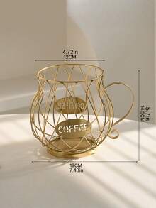 Wood And Iron Interwoven Wire Art Coffee Basket, Available In Large And Small Sizes, Perfect For Decorating Your Kitchen Coffee Corner Or Dining Table - Multicolor - View 4