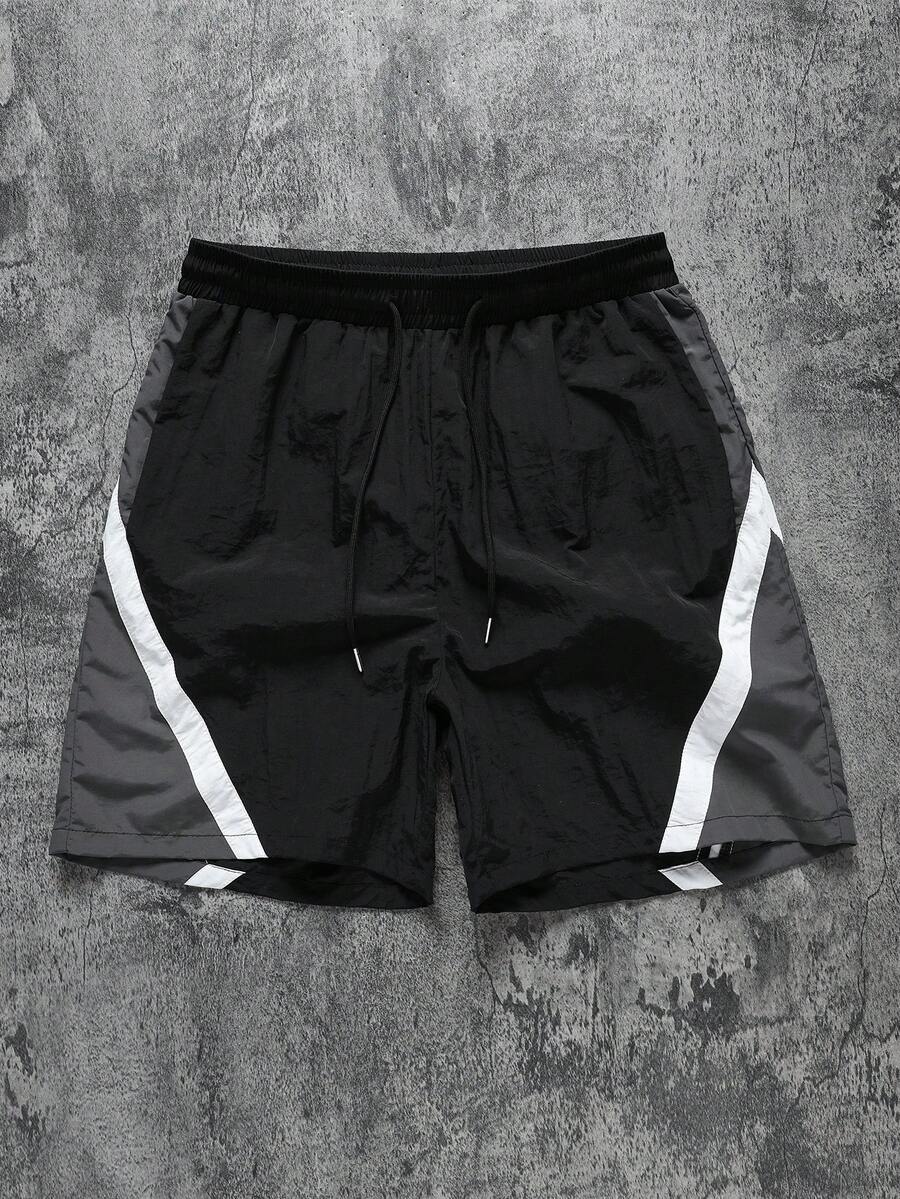 Manfinity EMRG Men's Drawstring Waist Color Block Casual Versatile Daily Wear Shorts