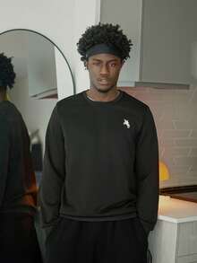 Harrin Don Harrin Don Áo sweatshirt nam cổ tròn ôm dáng, phong cách tối giản, in hình cưỡi ngựa, thích hợp mặc hàng ngày, mùa xuân/thu. - màu đen - Xem 3