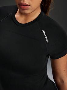 Voyena Plus Size Women Letter Print Fashionable Versatile Round Neck Sports Tank Top - Black - View 5