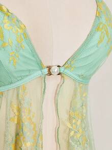 SHEIN ICON 女士花卉蕾丝性感吊带背心 - 綠色 - 查看 9