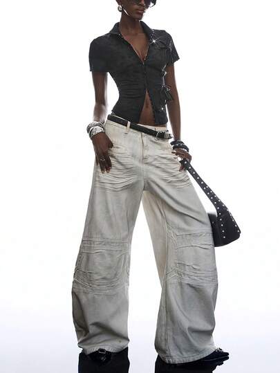 LYSMO 女士撞色3D立体花卉短袖时尚上衣