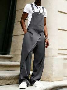 Major Grit Men's Casual Charcoal Gray Suspender Jumpsuit,Versatile Overalls Pants,Summer,Streetwear,City Break,Vintage,Vacation,,Party,Festival,Workout - Dark Grey - View 4
