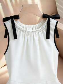 SHEIN Franclia Women's Tie-Up Contrast Color Jumpsuit, Summer - White - View 6