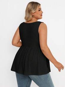 SHEIN Blusa casual de talla grande para maternidad con diseño de botones de unicolor - Negro - Ver 2