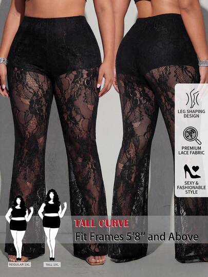SHEIN Tall CURVE CURVE New Plus Size Women's Tall Girls Black Casual Lace Patchwork Pants ,High-Waisted Makes You Look Slimmer And Your Legs Longer, Tall Women Pants,Suitable For Tall Women.High-Waisted Makes You Look Slimmer And Your Legs Longer, Suitable For Tall Women.Old Money Style,Suitable For All Seasons And Occasion,Suitable For Tall Girls& Women, Summer Wide-Leg Pants Pants Summer Summer Wide-Leg Pants Pants Summer Outfits Summer Holiday Outfits Long Summer Pants For Women Spring Outfit ,Wide-Leg Pants,Office Pants,Elegant Pants,Casual Pants, High-Waisted Slimming Wide-Leg Pants For Summer,Elegant Women's Ceremony Pants ,Elegant Pants For Party,Elegant Pants For Ladies,Elegant Long Pants, Vacation Outfits Women,Holiday Outfits For Women,Summer Holiday Outfits,Summer Vacation Outfits,Casual Pants For Women ,Sexy Pants For Women,Carnival Carnival Costume Carnival Women Look 2026 2026 Carnival Women Carnival Clothes Carnival Costume Women