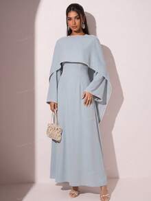 Veilorie Women's Elegant Party Beaded Decorated Arabic Style Dress - Mint Blue - View 2
