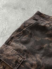 NEON BLANC Quần short denim nam in họa tiết, gấu quần rách. - màu nâu - Xem 3