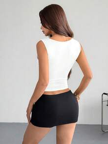valorelle valorelle Sexy Leopard Print Patchwork Camisole - White - View 2