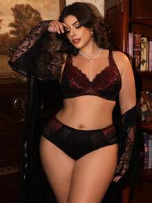 Divavoom 2 piezas Conjunto de sujetador con aros y encaje para tallas grandes - Multicolor - Ver 3