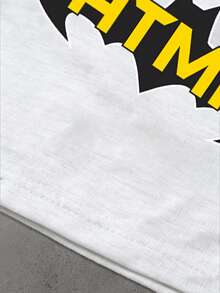 BATMAN X SHEIN Manfinity EMRG Quần short nam kiểu dáng thường ngày, in chữ và hình con dơi, có dây rút. - trắng - Xem 4