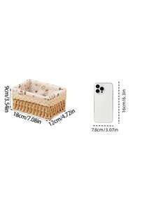 3Pcs S M L Size Handwoven Bohemian Style Desktop Storage Basket Set With Or Without Lid Multifunctional Organizer For Keys Cosmetics Snacks Coffee Table Living Room Entryway Home Decor Reusable Storage Shelf For Stationery Closet Toys Ideal Gift Basket - butterfly - View 6