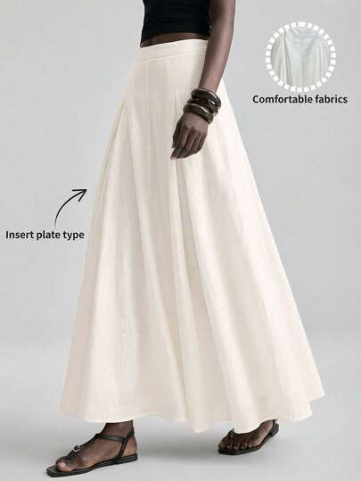 Ontre Tencel Fabric Women's Beige & Apricot Lyocell Fabric Comfortable Sheer Super Flared Patchwork Design Bohemian Vacation Casual Style Beach Outfit Urban Chic Business Casual Office Wear Low-Key Vintage High-End Commuter High-Quality Airport Fashion Cruise Ship Elegant Wedding Guest Outfit Minimalist Luxurious Versatile Seasonal Women's Skirt Bohemian Style Vacation Outfits Seaside Women's Clothing