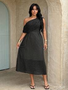 Rustia Plus Size Elegant Floral Print Deep V-Neck Layered Hem Maxi Dress, Suitable For Spring/Summer Vacation - Multicolor - View 4
