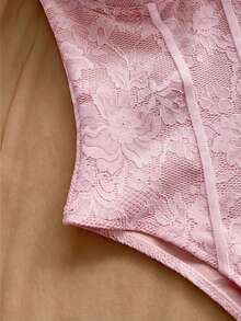 Soleia Ruffled Strapless Bodysuit For Women, Suitable For Vacation, Holiday, Party, Afternoon Tea, Music Festival, Beach, Summer Outfit, Boho, Crochet, Linen - Baby Pink - View 8