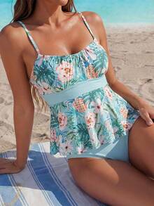 Swim Lushoire Bộ bikini hai mảnh in họa tiết dành cho nữ, thích hợp cho kỳ nghỉ, tiệc tùng, đi biển, gồm hai dây đeo mảnh và cúp ngực tròn. - Nhiều màu - Xem 11