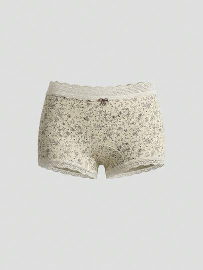 DAZY Sweet Floral Lace Patchwork Short Fitted Safety Shorts For Women